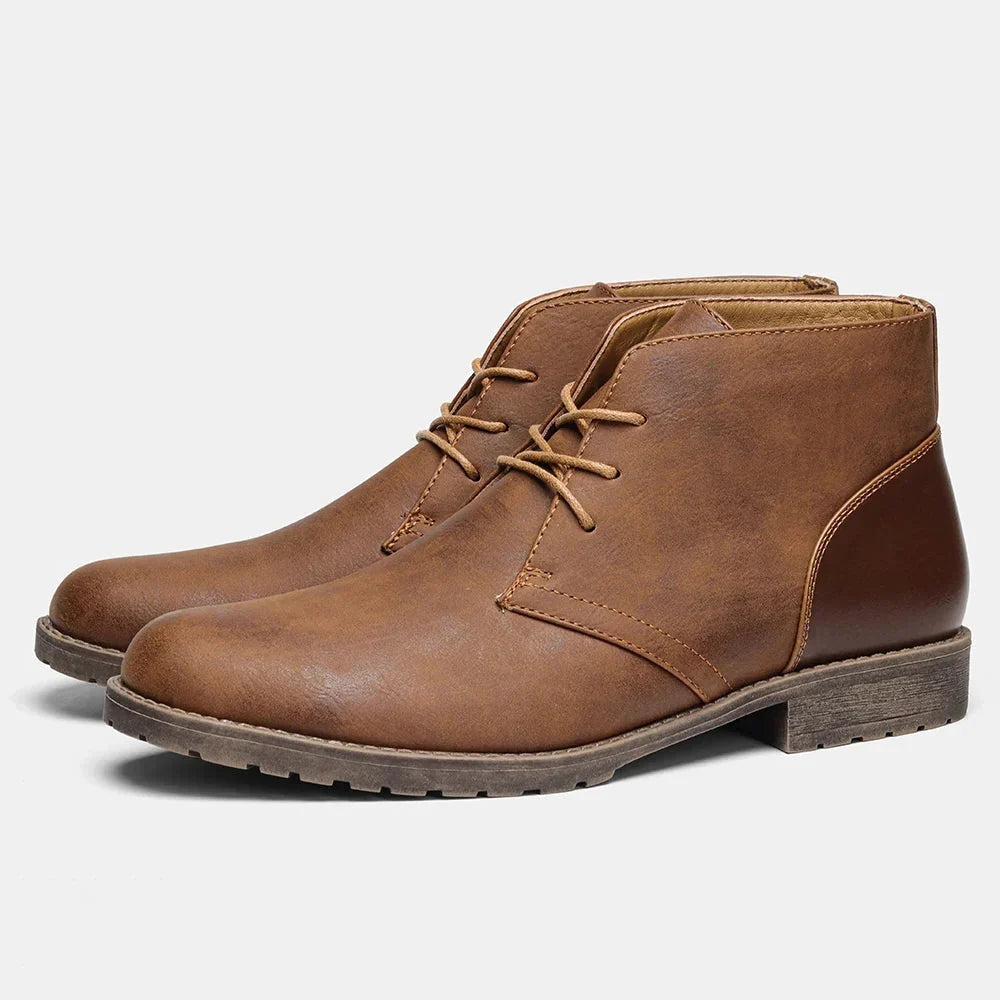 Retro American Style Men’s Desert Ankle Boots – Casual Leather Vintage Boots