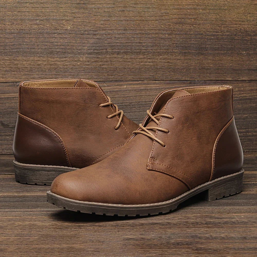 Retro American Style Men’s Desert Ankle Boots – Casual Leather Vintage Boots