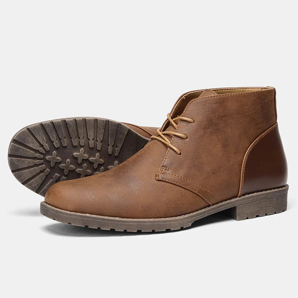 Retro American Style Men’s Desert Ankle Boots – Casual Leather Vintage Boots