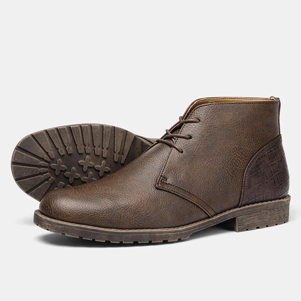 Retro American Style Men’s Desert Ankle Boots – Casual Leather Vintage Boots