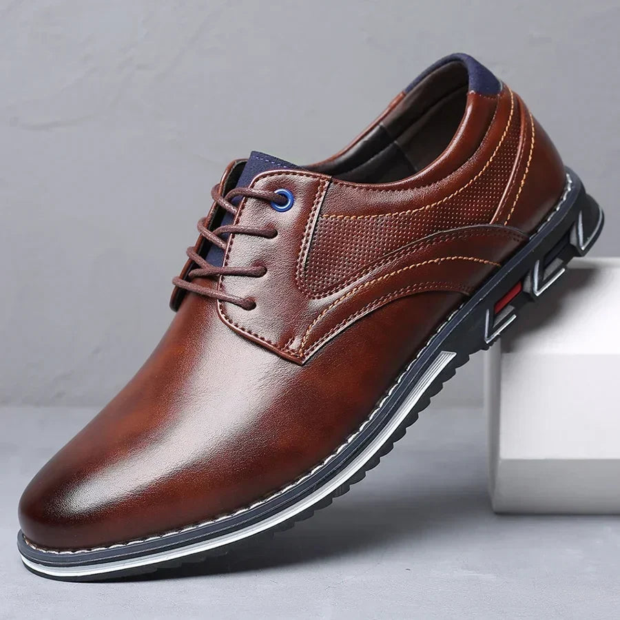 Retro Men’s Leather Dress Shoes – Business and Casual Formal Shoes for Men, Black & Brown, Breathable and Comfortable
