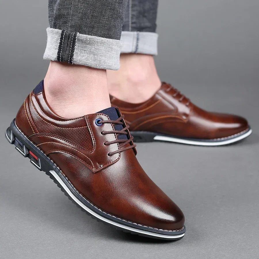 Retro Men’s Leather Dress Shoes – Business and Casual Formal Shoes for Men, Black & Brown, Breathable and Comfortable