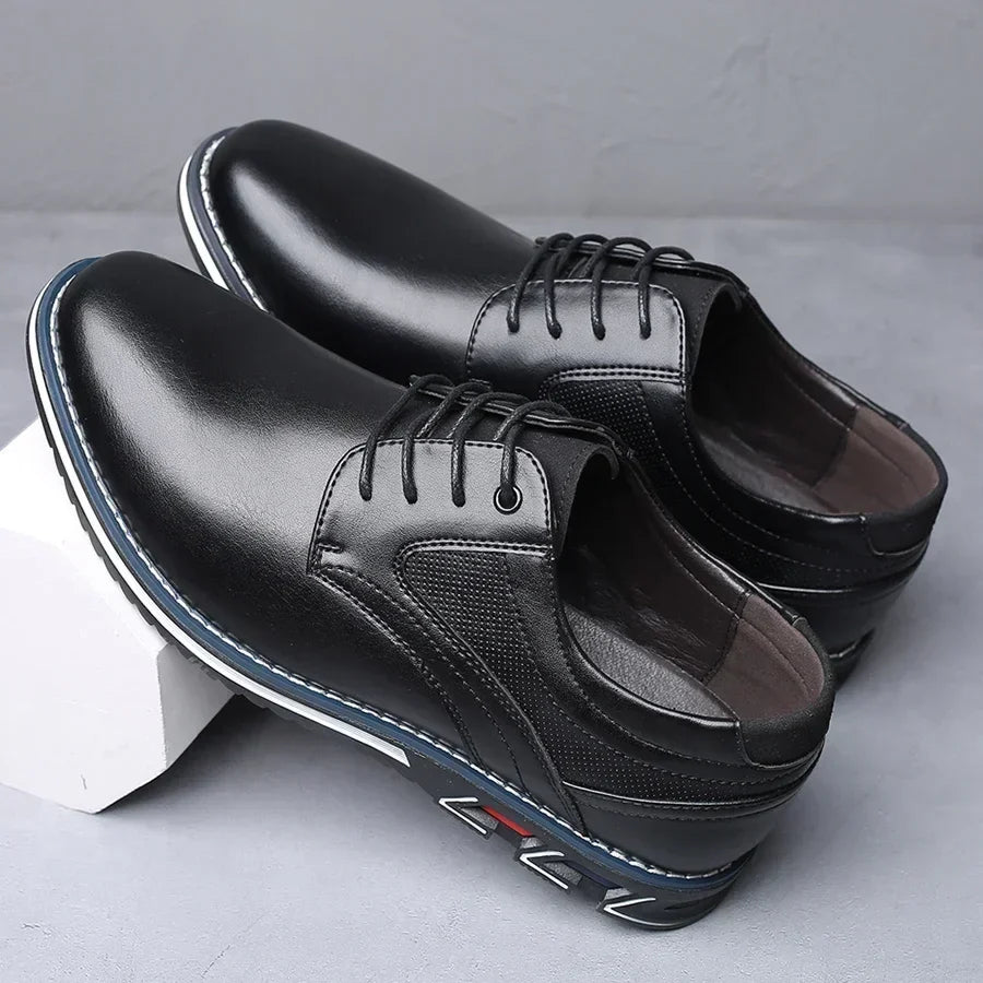 Retro Men’s Leather Dress Shoes – Business and Casual Formal Shoes for Men, Black & Brown, Breathable and Comfortable