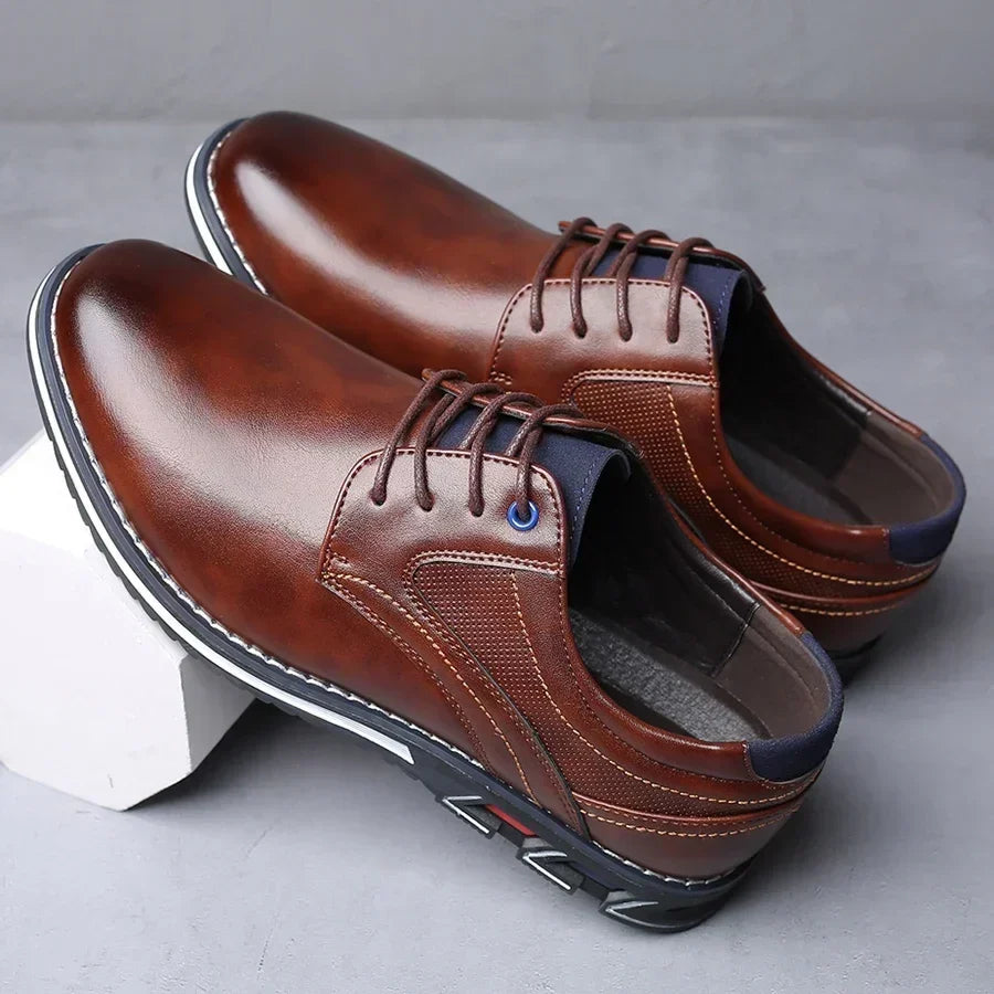 Retro Men’s Leather Dress Shoes – Business and Casual Formal Shoes for Men, Black & Brown, Breathable and Comfortable