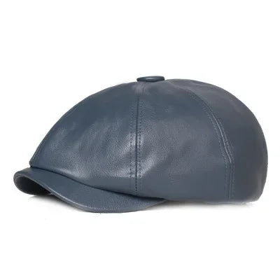 Men’s Retro Octagonal PU Leather Beret – Elegant British Style Autumn Fashion Hat