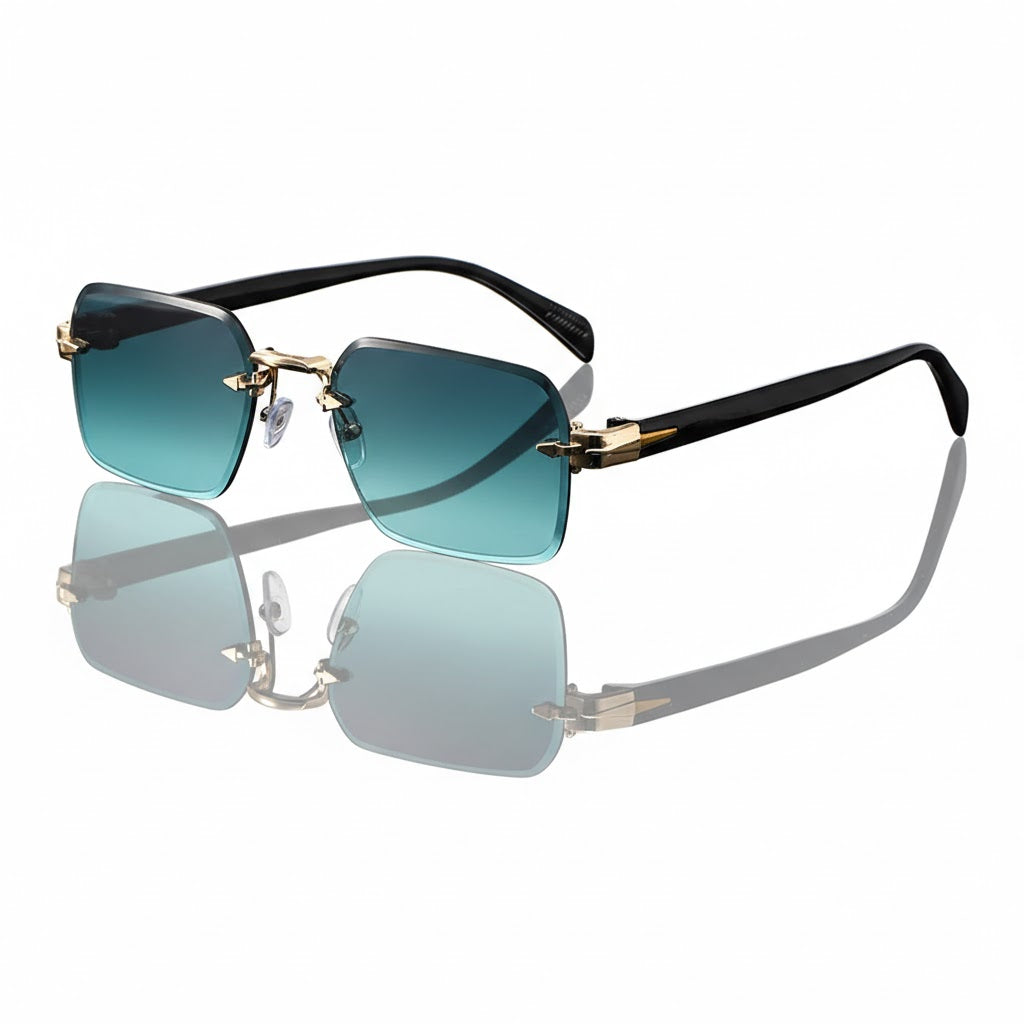 Men’s Retro Rimless Square Glasses – Multicolor Casual Design for Daily Wear, Outdoor, Travel and Street Photography