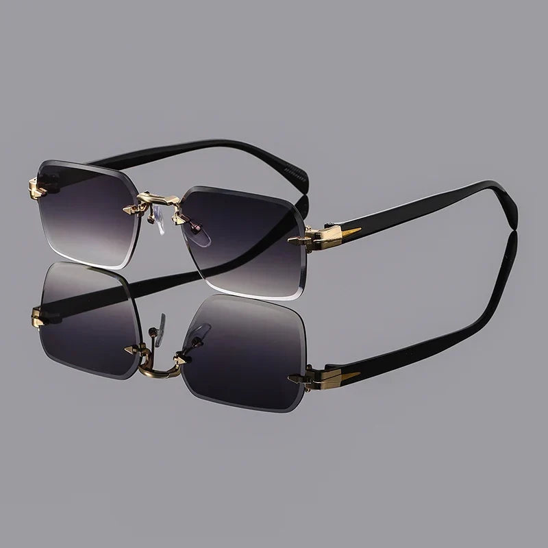 Men’s Retro Rimless Square Glasses – Multicolor Casual Design for Daily Wear, Outdoor, Travel and Street Photography