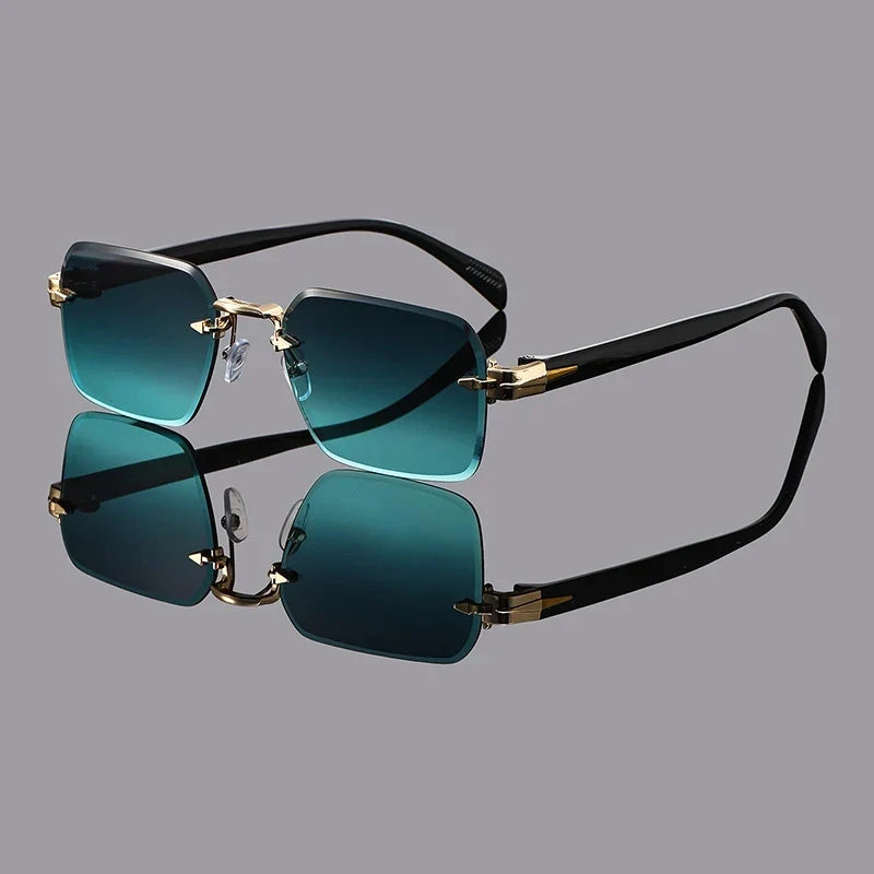 Men’s Retro Rimless Square Glasses – Multicolor Casual Design for Daily Wear, Outdoor, Travel and Street Photography