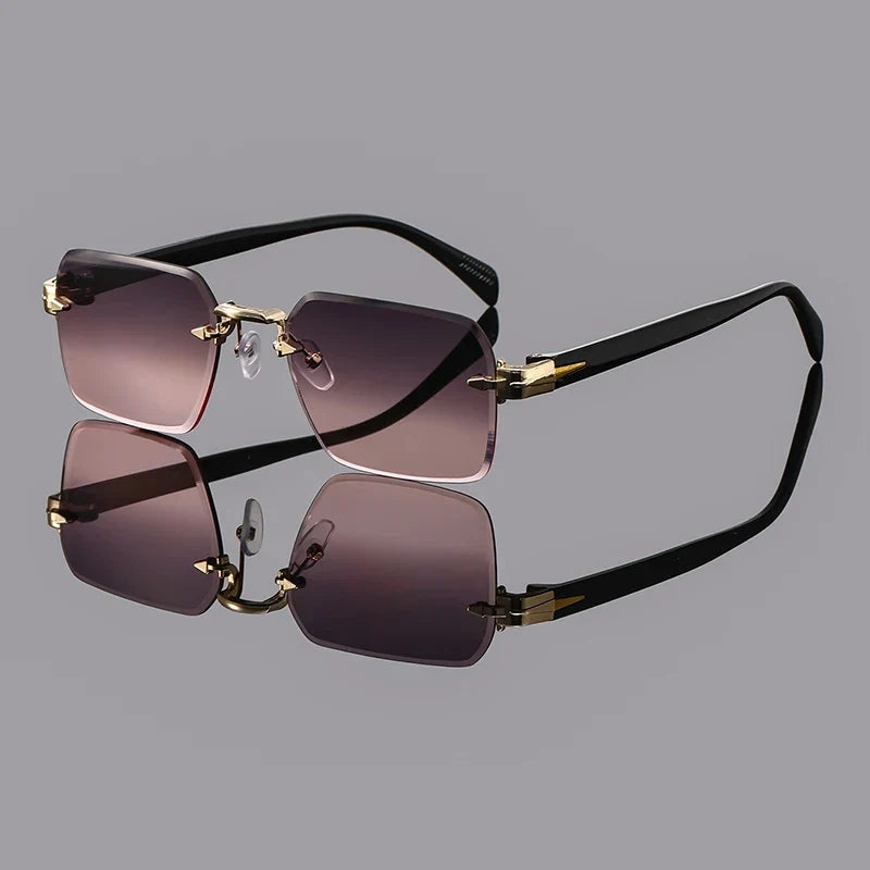 Men’s Retro Rimless Square Glasses – Multicolor Casual Design for Daily Wear, Outdoor, Travel and Street Photography