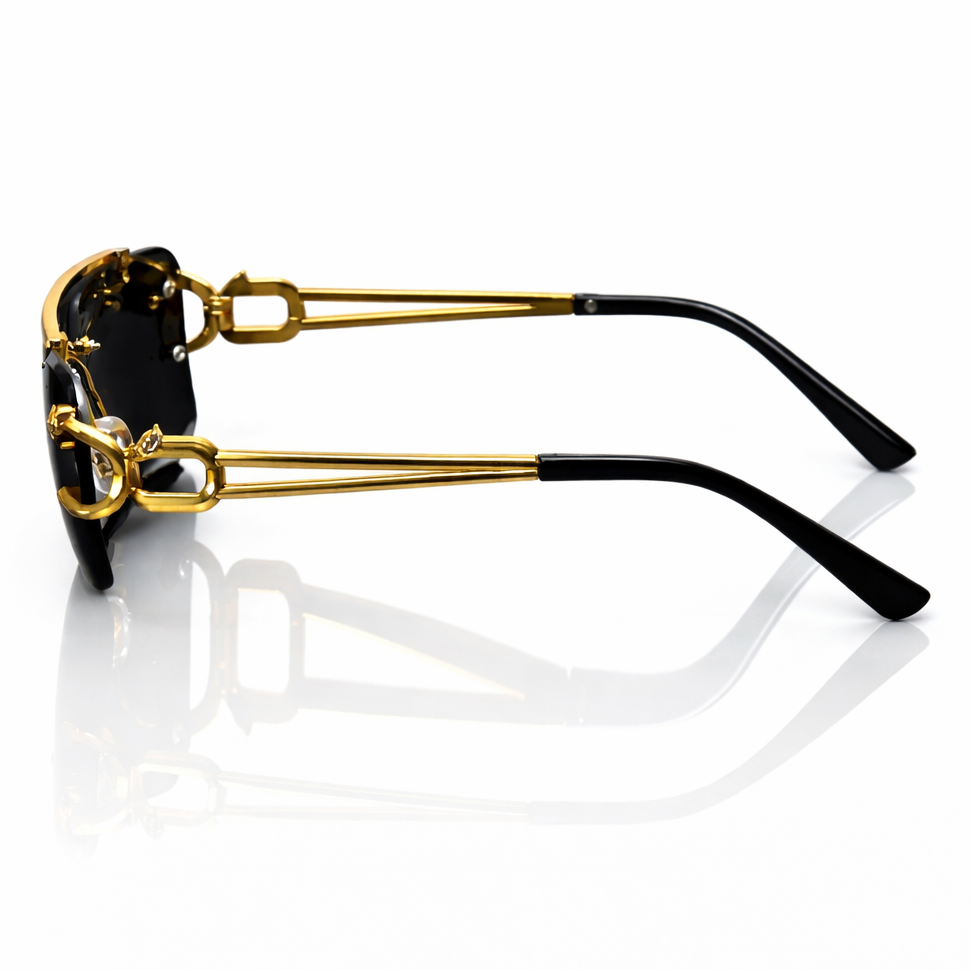 Men’s Retro Rimless Square Sunglasses – Hollow-Out Design for Daily Wear, Outdoor, Vacation, Beach and Street Photography