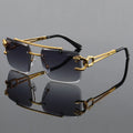 Men’s Retro Rimless Square Sunglasses – Hollow-Out Design for Daily Wear, Outdoor, Vacation, Beach and Street Photography