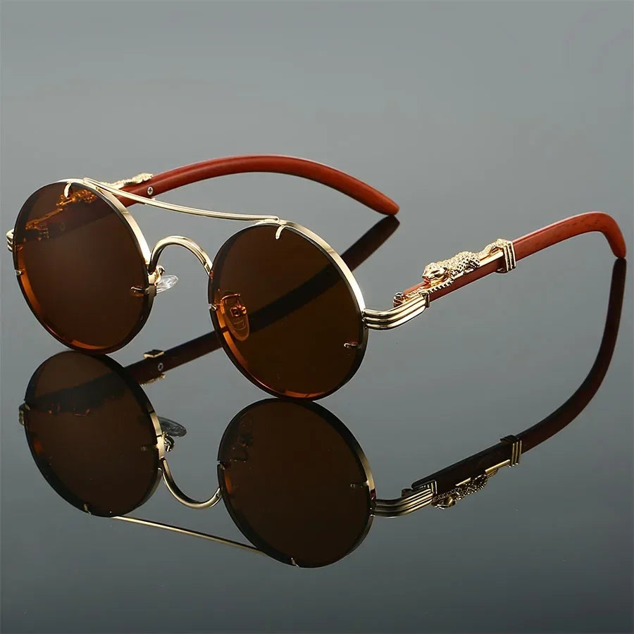 Men’s Retro Steampunk Round Glasses – Fashion PC Lenses in Multiple Colors for Parties, Travel and Photos