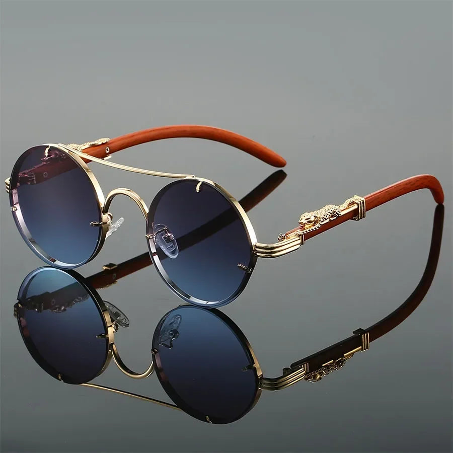 Men’s Retro Steampunk Round Glasses – Fashion PC Lenses in Multiple Colors for Parties, Travel and Photos