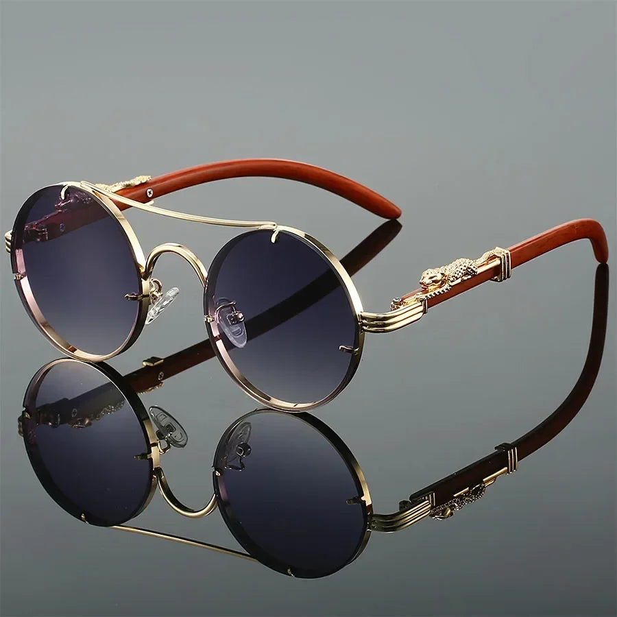 Men’s Retro Steampunk Round Glasses – Fashion PC Lenses in Multiple Colors for Parties, Travel and Photos