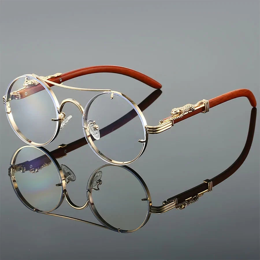 Men’s Retro Steampunk Round Glasses – Fashion PC Lenses in Multiple Colors for Parties, Travel and Photos