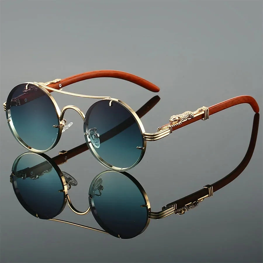 Men’s Retro Steampunk Round Glasses – Fashion PC Lenses in Multiple Colors for Parties, Travel and Photos