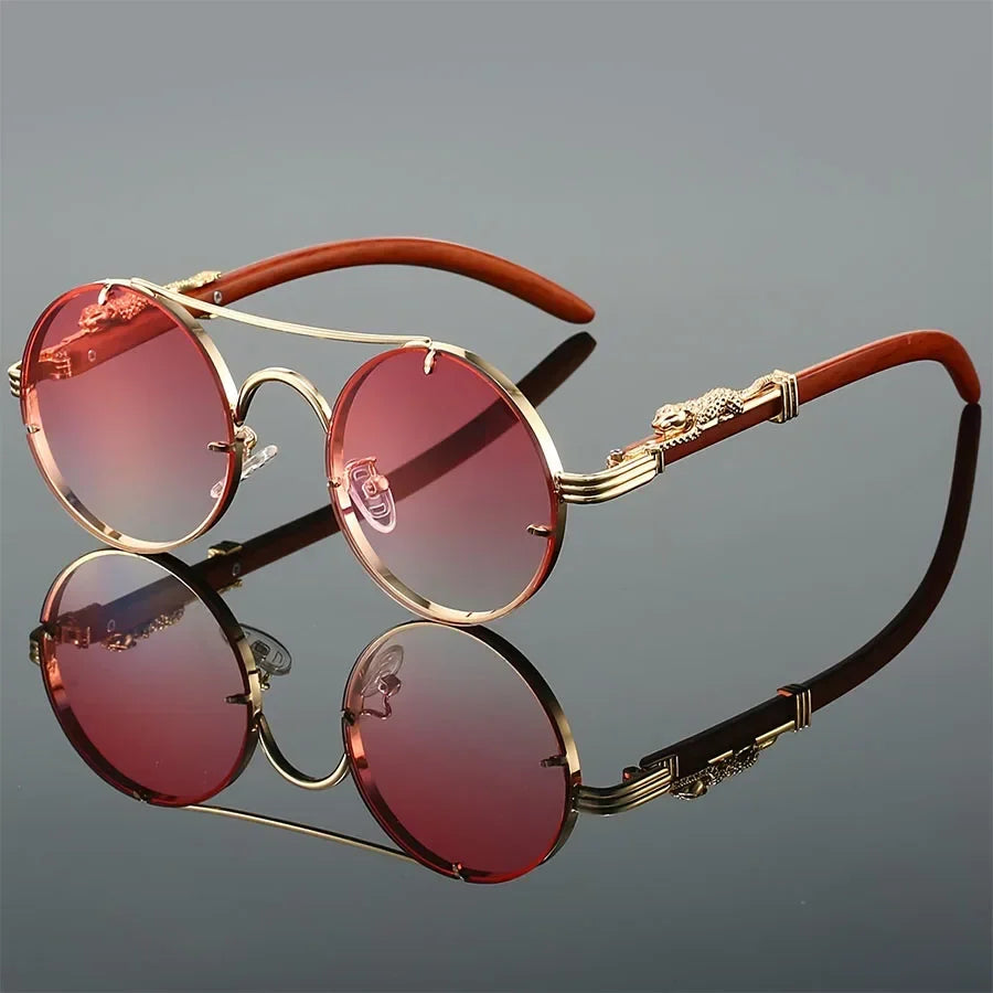 Men’s Retro Steampunk Round Glasses – Fashion PC Lenses in Multiple Colors for Parties, Travel and Photos