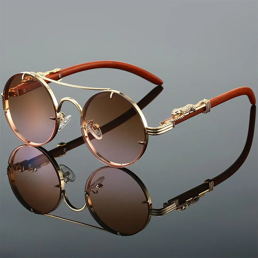 Men’s Retro Steampunk Round Glasses – Fashion PC Lenses in Multiple Colors for Parties, Travel and Photos