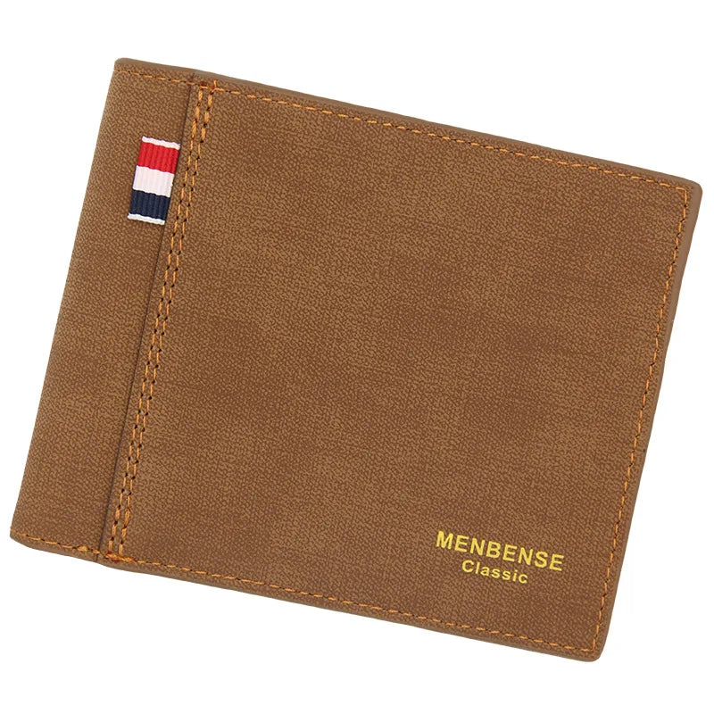 Men’s Retro Trifold Leather Wallet – Large Capacity, Solid Color, Vintage Business Style