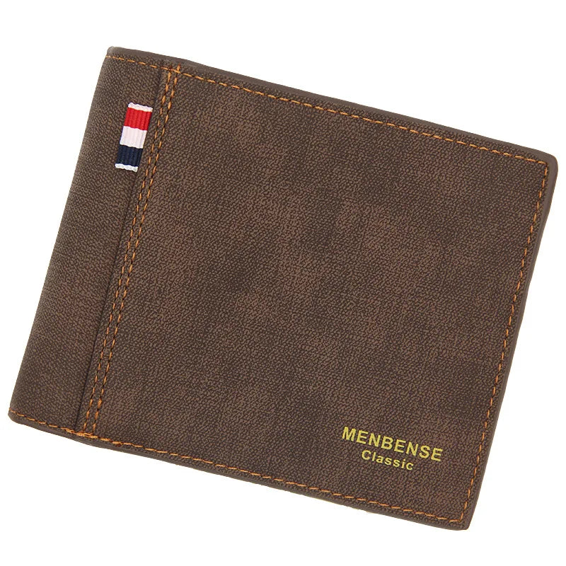 Men’s Retro Trifold Leather Wallet – Large Capacity, Solid Color, Vintage Business Style