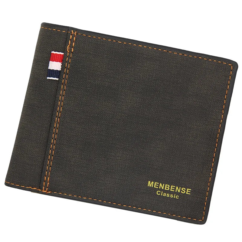 Men’s Retro Trifold Leather Wallet – Large Capacity, Solid Color, Vintage Business Style