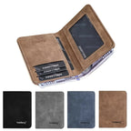 Men’s Slim Leather Wallet – Sanded Finish, Multi Card Holder, Minimalist Compact Short Wallet
