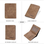 Men’s Slim Leather Wallet – Sanded Finish, Multi Card Holder, Minimalist Compact Short Wallet