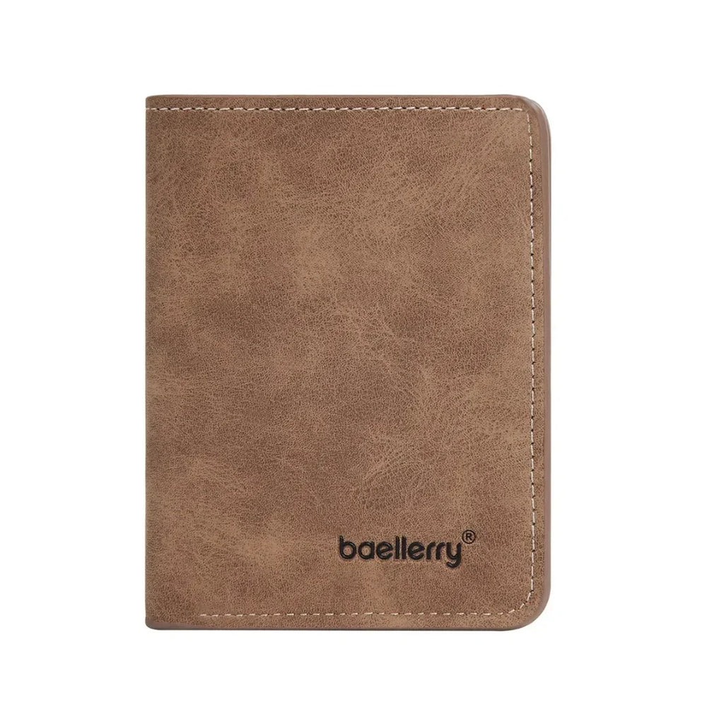 Men’s Slim Leather Wallet – Sanded Finish, Multi Card Holder, Minimalist Compact Short Wallet