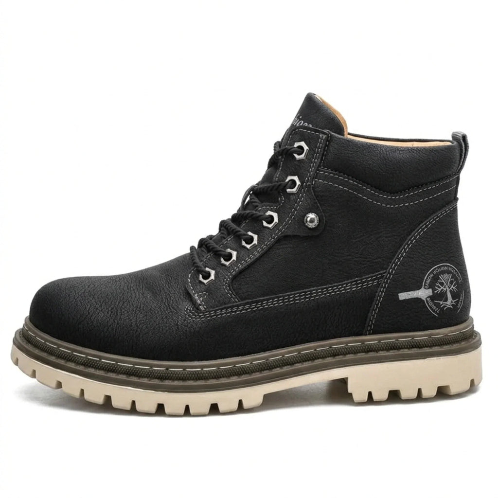 Men's Short Boots in Luxury Leather – Plush Lining, Classic, Motorcycle, Outdoor, Spring/Autumn