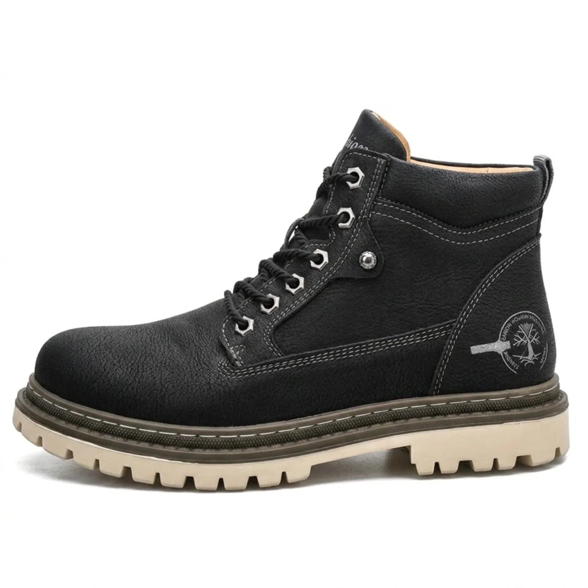Men's Short Boots in Luxury Leather – Plush Lining, Classic, Motorcycle, Outdoor, Spring/Autumn