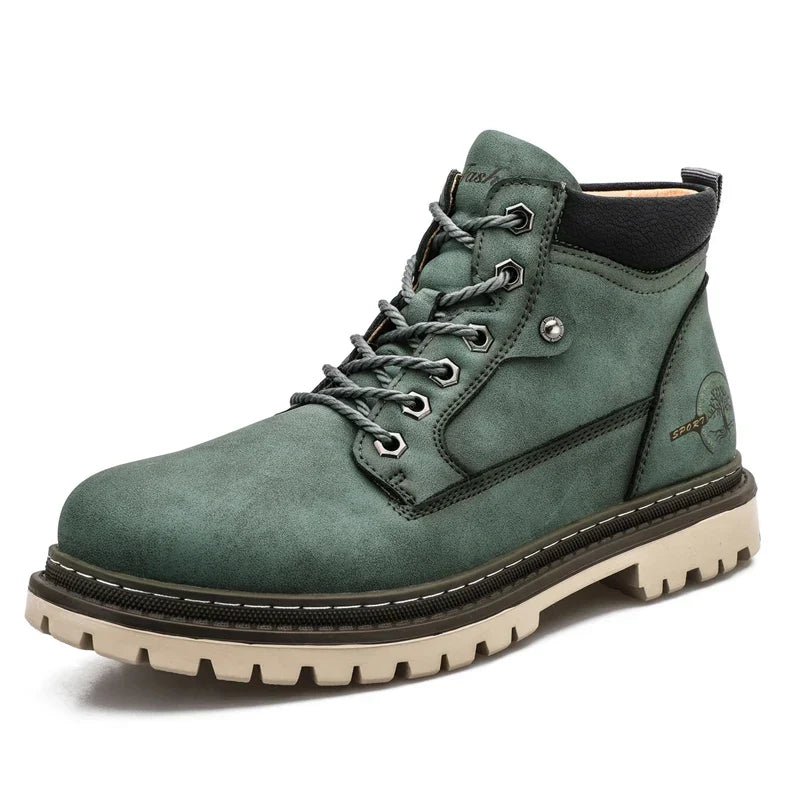 Men's Short Boots in Luxury Leather – Plush Lining, Classic, Motorcycle, Outdoor, Spring/Autumn
