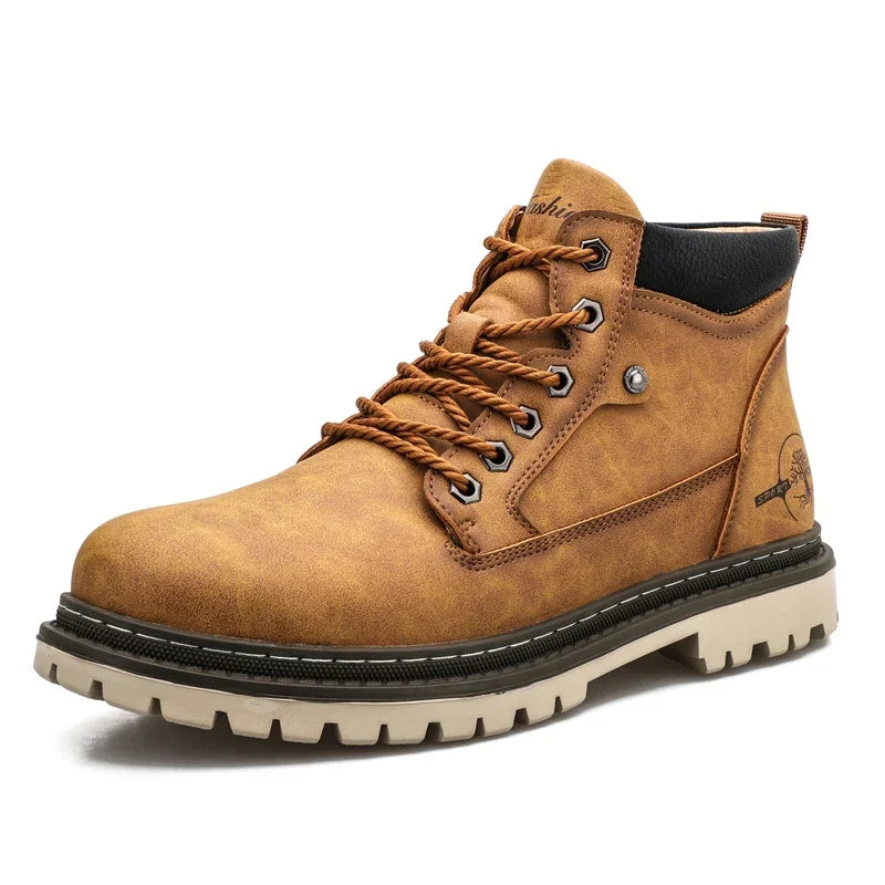 Men's Short Boots in Luxury Leather – Plush Lining, Classic, Motorcycle, Outdoor, Spring/Autumn