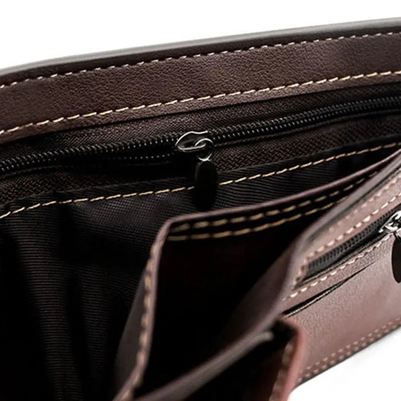 Men’s Short Wallet – Slim PU Leather Wallet with Zipper Coin Pocket, Card Holders, Money Clip, High-Quality Casual Wallet