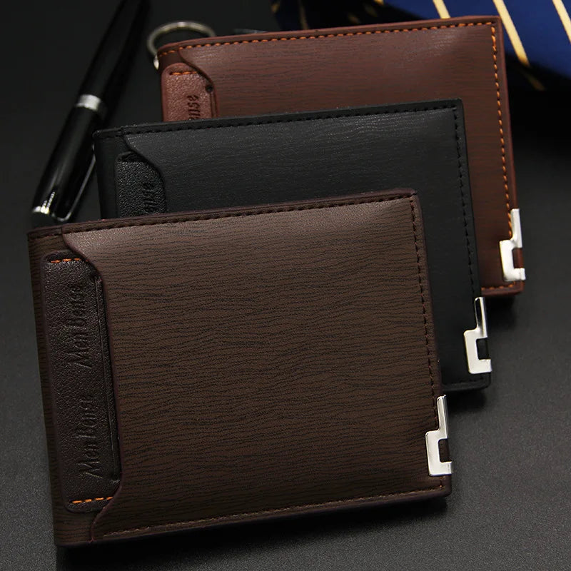 Men’s PU Leather Wallet – Slim Short Billfold Card Holder, Portable Luxury Design