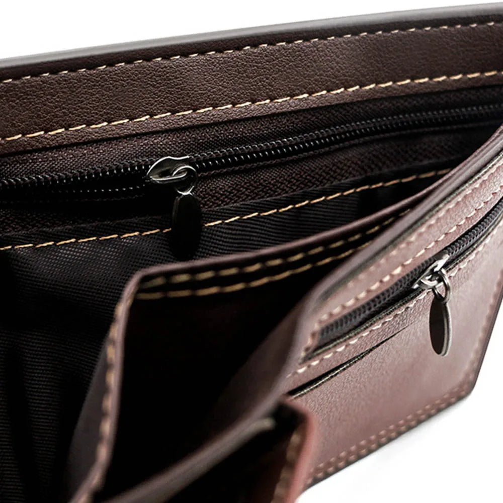 Men’s Slim PU Leather Wallet – Compact Card Holder with Coin Pocket, High-Quality Small Design
