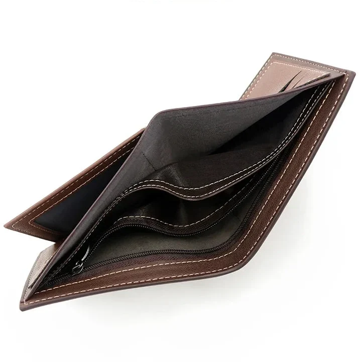 Men’s Slim PU Leather Wallet – Compact Card Holder with Coin Pocket, High-Quality Small Design