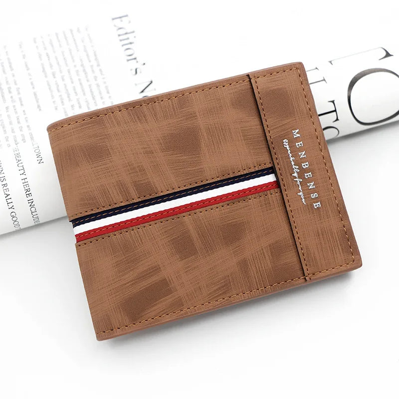Men’s Slim PU Leather Wallet – Compact Card Holder with Coin Pocket, High-Quality Small Design