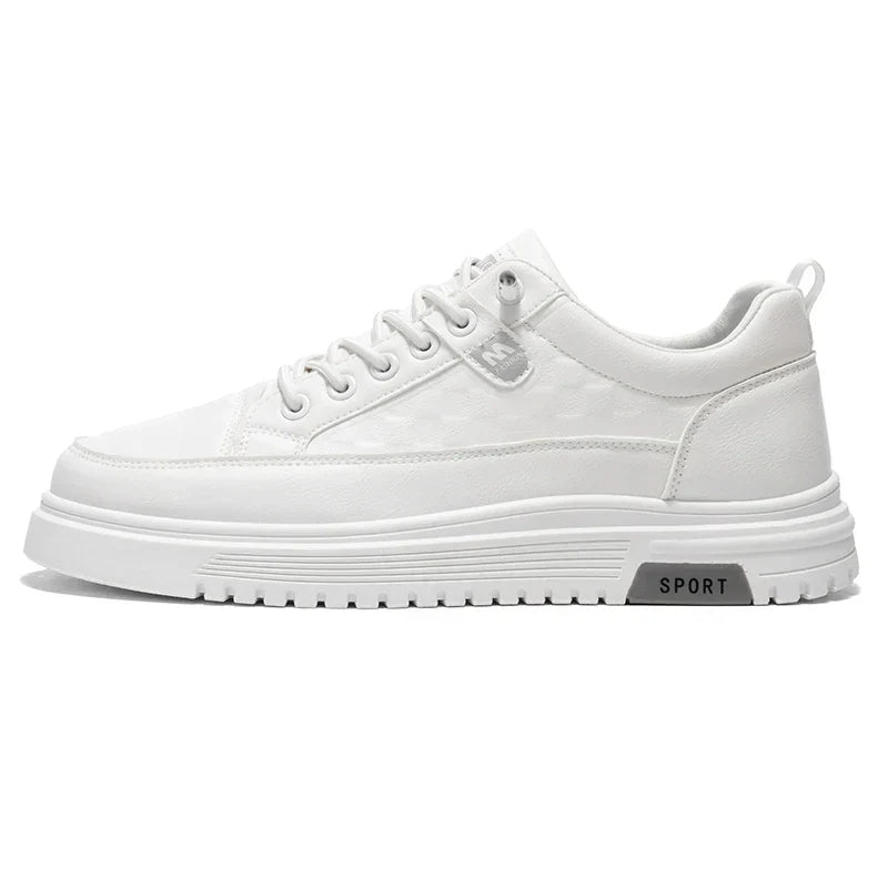Men’s Sneakers Board Shoes – Soft Leather, Thick Sole, Anti-Slip, Versatile, Spring/Autumn