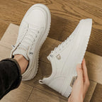 Men’s Sneakers Board Shoes – Soft Leather, Thick Sole, Anti-Slip, Versatile, Spring/Autumn