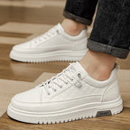 Men’s Sneakers Board Shoes – Soft Leather, Thick Sole, Anti-Slip, Versatile, Spring/Autumn