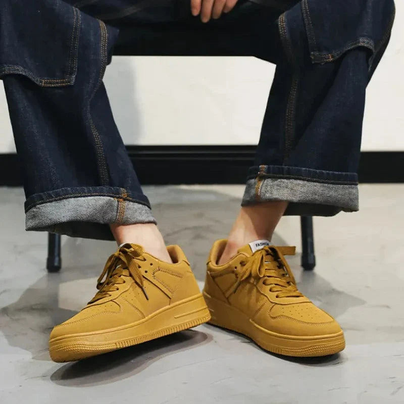 Casual Men’s Sneakers – Lightweight Breathable PU Leather Shoes, Lace-Up Flats for Everyday Comfort, Tennis & Fashion Footwear