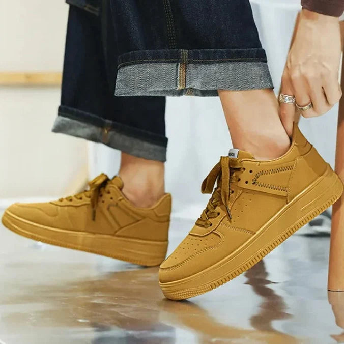 Casual Men’s Sneakers – Lightweight Breathable PU Leather Shoes, Lace-Up Flats for Everyday Comfort, Tennis & Fashion Footwear