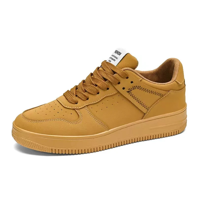 Casual Men’s Sneakers – Lightweight Breathable PU Leather Shoes, Lace-Up Flats for Everyday Comfort, Tennis & Fashion Footwear
