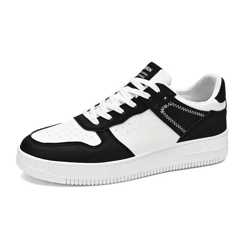 Casual Men’s Sneakers – Lightweight Breathable PU Leather Shoes, Lace-Up Flats for Everyday Comfort, Tennis & Fashion Footwear