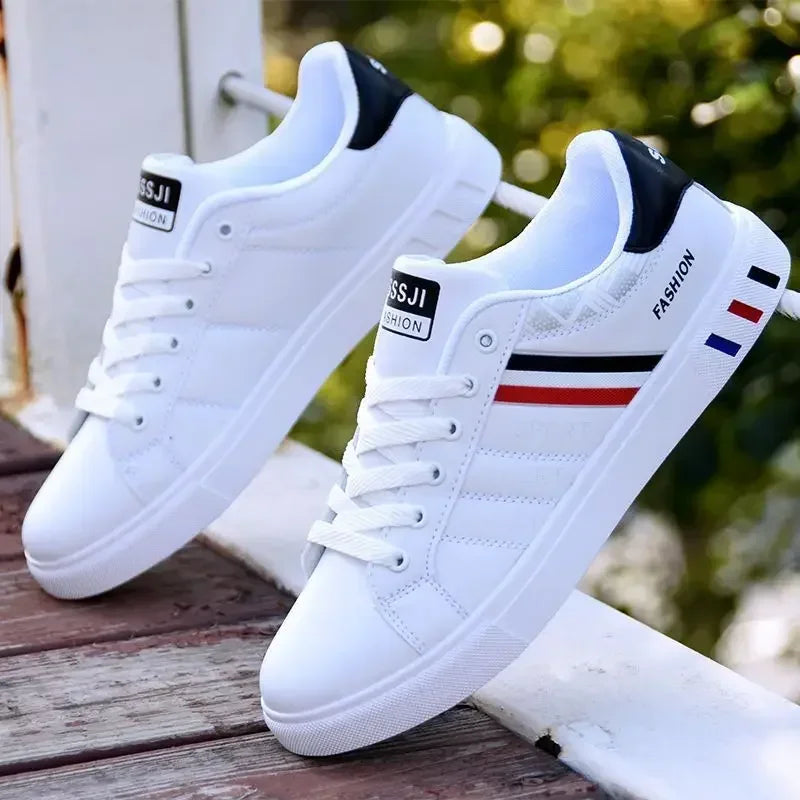 Men’s Casual Sneakers – Lightweight PU Leather Flats, Breathable Sports Shoes for Everyday Wear