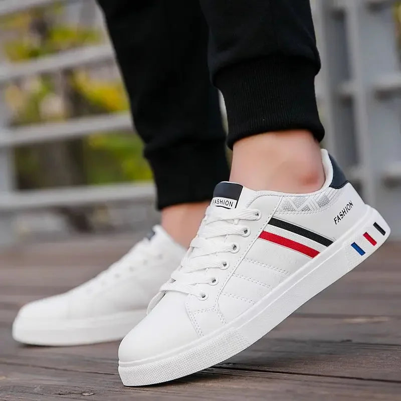 Men’s Casual Sneakers – Lightweight PU Leather Flats, Breathable Sports Shoes for Everyday Wear