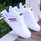 Men’s Casual Sneakers – Lightweight PU Leather Flats, Breathable Sports Shoes for Everyday Wear