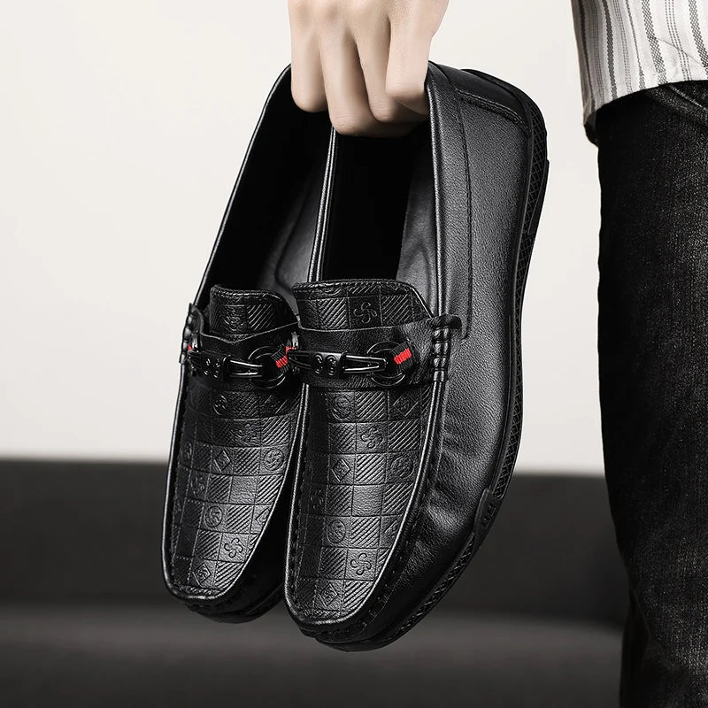 Men’s Soft Leather Loafers, Elegant Casual and Formal Slip-On Shoes, Comfortable Italian Style Driving Loafers for Everyday Wear