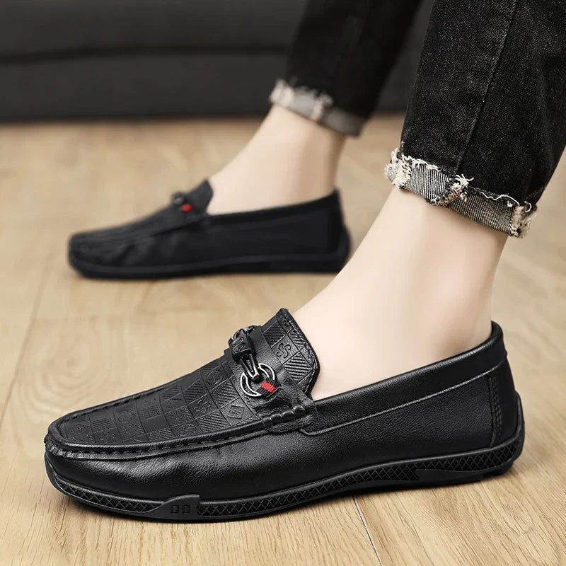 Men’s Soft Leather Loafers, Elegant Casual and Formal Slip-On Shoes, Comfortable Italian Style Driving Loafers for Everyday Wear