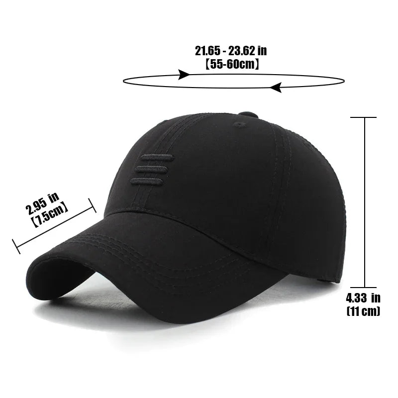 Soft Top Men’s Baseball Cap – Casual Cotton Snapback Outdoor Sport Dad Hat with Three Bars Design